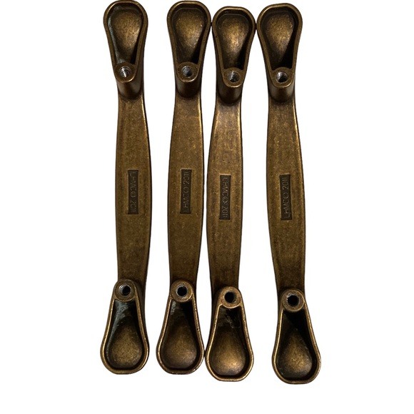 Tumbled Antique Brass 3" Leaf and Vine Cabinet Drawer Pull Handle Lot of 4 - Picture 4 of 6